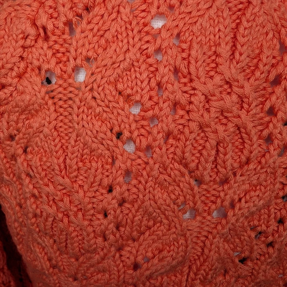 NWT Free People Orange Cable-Knit Wrap Sweater